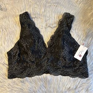 Secret Treasures Bra‎ Womens Size 4X Black Floral Lace Wireless Bralette …